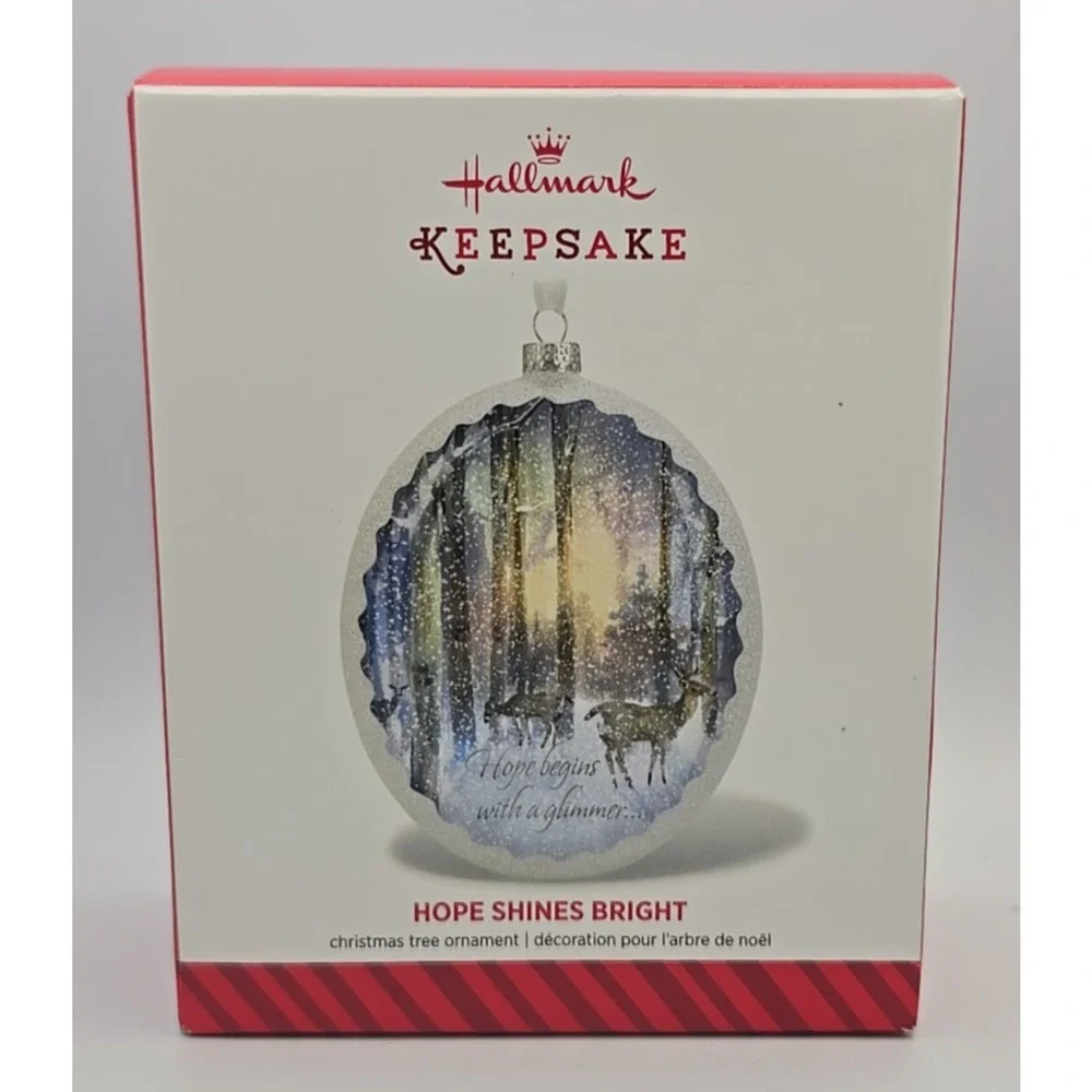 2014 Hallmark Ornament - Hope Shines Bright‎ Deers in Snow Forest New U328